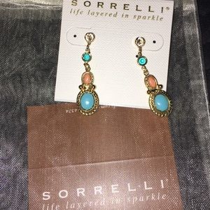 Sorrelli bright gold coral and turquoise earrings